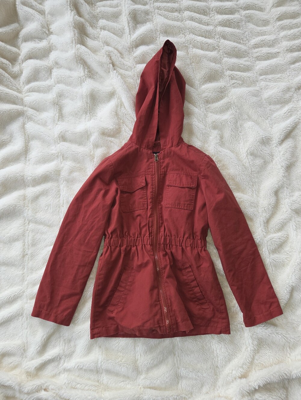 Paper Tree Youth 10/12 Red Rust Hooded Light Weight Jacket
